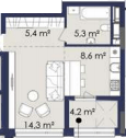 1-комнатная 37.7 м² в ЖК CENTOWER от 41 000 грн/м², Днепр