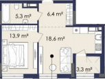 1-комнатная 47.6 м² в ЖК CENTOWER от 41 000 грн/м², Днепр