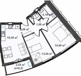 2-кімнатна 60.16 м² в ЖК Crystal від 23 150 грн/м², Ужгород