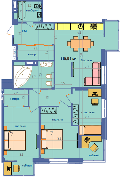 3-кімнатна 115.91 м² в ЖК River Hall від 25 100 грн/м², Запоріжжя