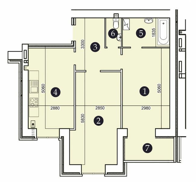 2-кімнатна 64.24 м² в ЖК Олександрівський 2 від 17 400 грн/м², Запоріжжя