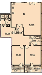 2-кімнатна 124.33 м² в ЖК Бородіно від 21 100 грн/м², Запоріжжя