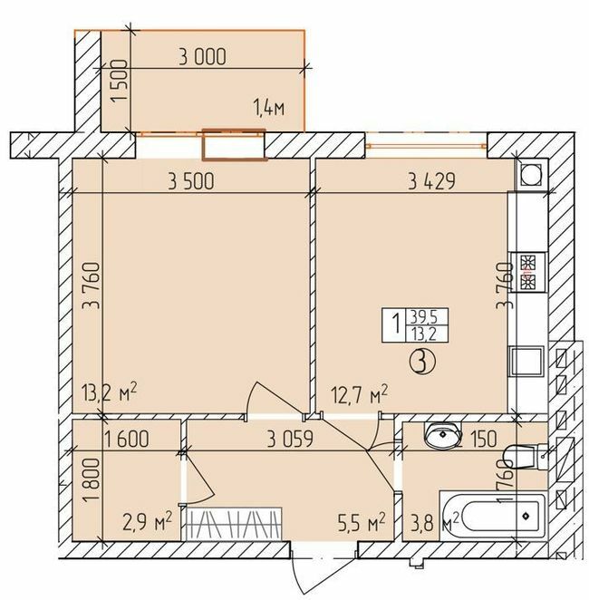 1-кімнатна 39.5 м² в ЖК Дубовий Гай від 18 000 грн/м², Запоріжжя