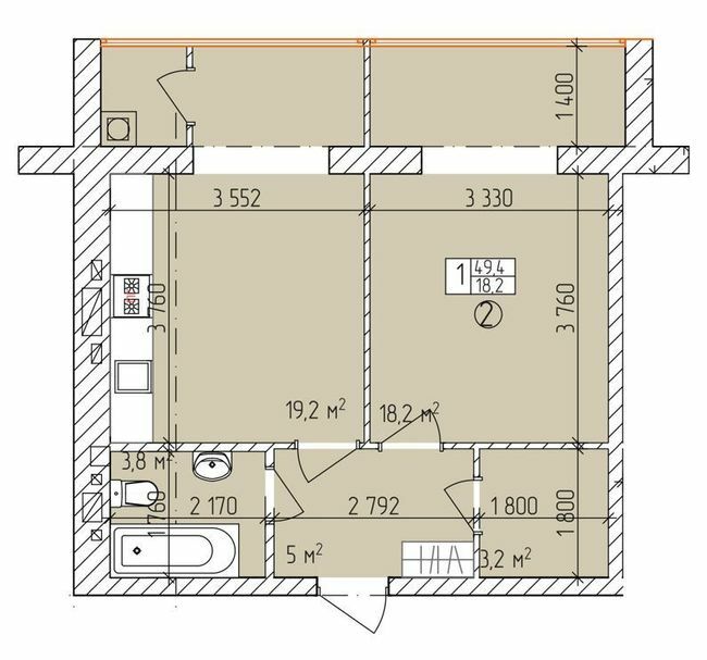 1-кімнатна 49.4 м² в ЖК Дубовий Гай від 18 900 грн/м², Запоріжжя
