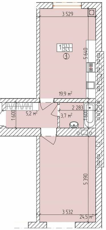 1-кімнатна 53.3 м² в ЖК Дубовий Гай від 18 900 грн/м², Запоріжжя