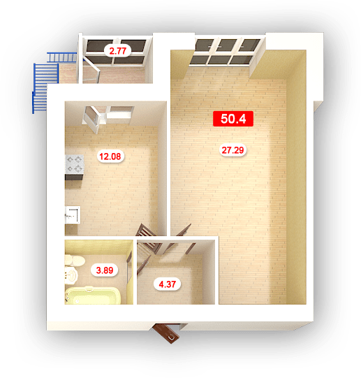 1-кімнатна 50.4 м² в ЖК Гранд Парк від забудовника, Миколаїв