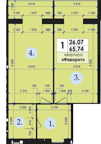 1-комнатная 65.74 м² в ЖК Петровський Квартал от 15 500 грн/м², с. Щербани