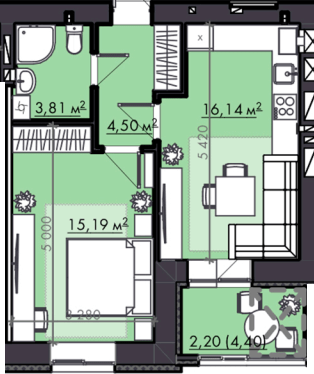 1-кімнатна 41.84 м² в ЖК FAMILY City від 19 800 грн/м², Рівне