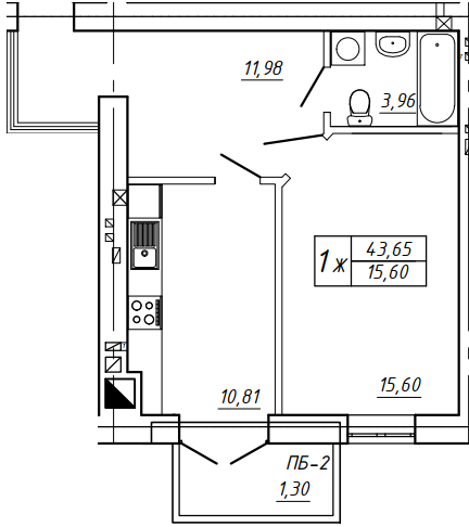 1-комнатная 43.65 м² в МЖК Семья от 20 100 грн/м², Ровно