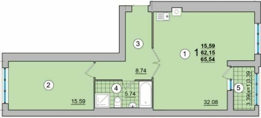 2-кімнатна 65.54 м² в ЖК Олександрівський від 14 900 грн/м², Чернігів