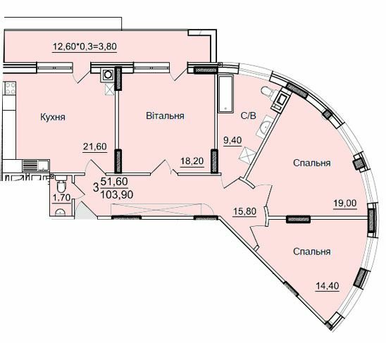 3-комнатная 103.9 м² в ЖК Буковинський от 19 100 грн/м², Черновцы