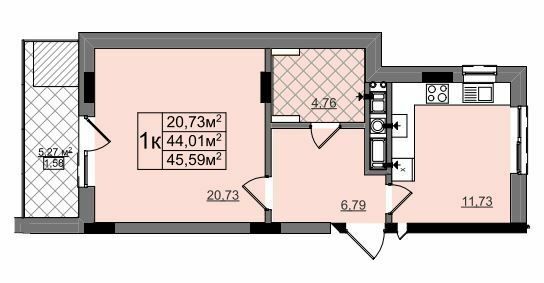 1-кімнатна 45.59 м² в ЖК на Перфецького-2 від 28 900 грн/м², Львів