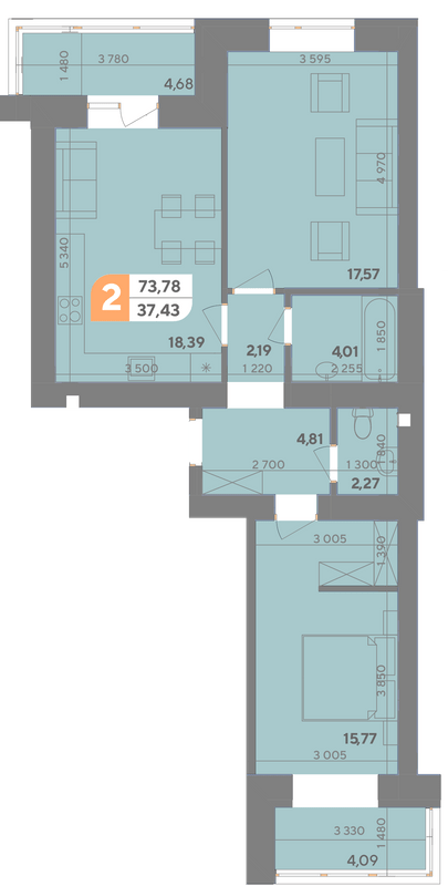 2-комнатная 73.78 м² в ЖК Park Town от 15 100 грн/м², Хмельницкий