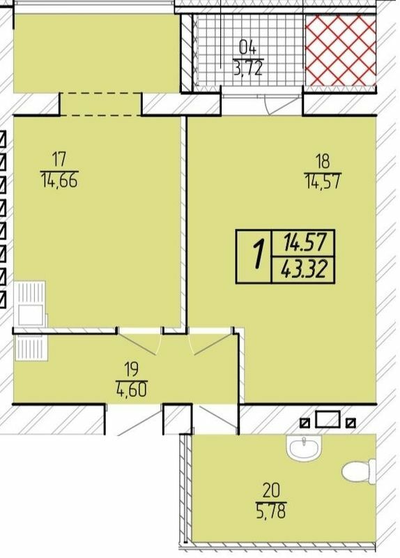 1-комнатная 43.32 м² в ЖК Sportcity от 19 500 грн/м², Хмельницкий