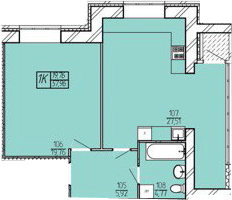 1-кімнатна 57.96 м² в ЖК Амстердам від 17 500 грн/м², Хмельницький