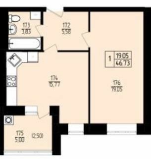 1-кімнатна 46.73 м² в ЖК Амстердам від 17 000 грн/м², Хмельницький