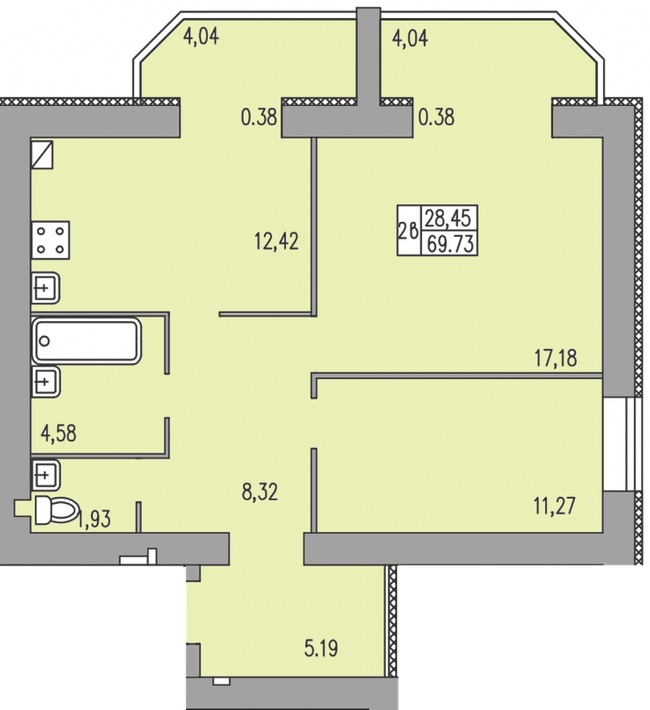 2-комнатная 69.73 м² в ЖК Прованс от 16 700 грн/м², Хмельницкий