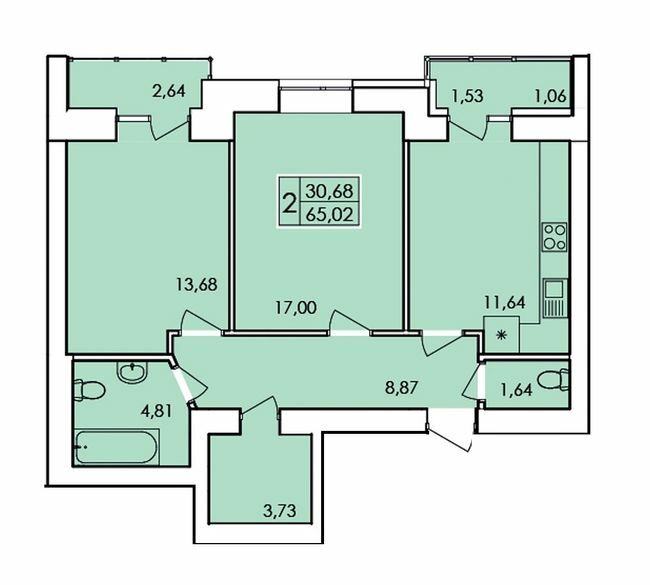 2-комнатная 65.02 м² в ЖК Ранкове Family от 14 500 грн/м², Хмельницкий