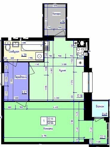 1-комнатная 53.55 м² в ЖК Парковый Лайф от 14 500 грн/м², г. Волочиск