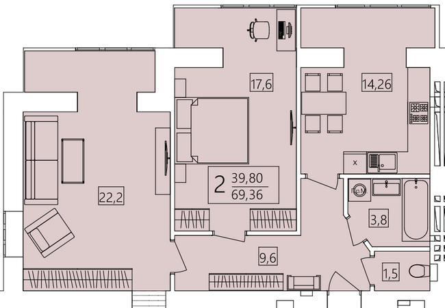 2-кімнатна 69.36 м² в ЖК Living Park "Нова Будова-2" від 29 850 грн/м², с. Мукша Китайгородська