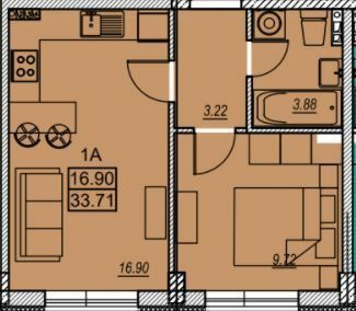 1-кімнатна 33.71 м² в ЖК Меридіан від 18 150 грн/м², Одеса