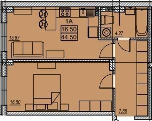 1-кімнатна 44.5 м² в ЖК Меридіан від 18 150 грн/м², Одеса
