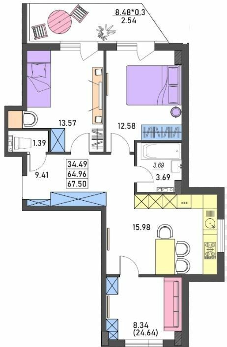 3-комнатная 67.5 м² в ЖК Меридиан от 17 900 грн/м², Одесса