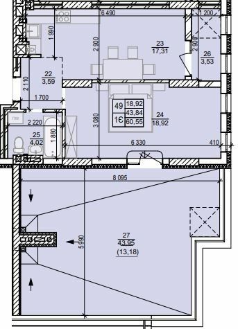 1-кімнатна 60.55 м² в ЖК Весняний від 17 350 грн/м², м. Винники