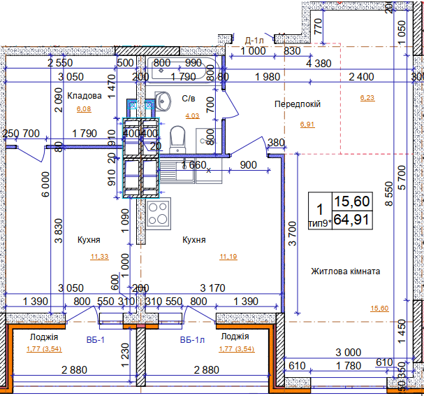 1-комнатная 64.91 м² в ЖК на ул. Симона Петлюры, 21б от 20 500 грн/м², г. Бровары