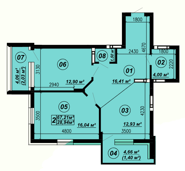 2-кімнатна 67.21 м² в ЖК Verba від 22 000 грн/м², смт Глеваха