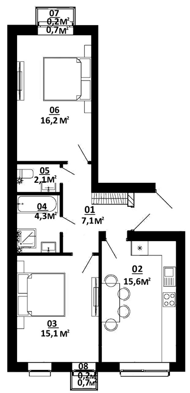 2-кімнатна 60.8 м² в ЖК Білий Шоколад.Center від 25 500 грн/м², с. Білогородка