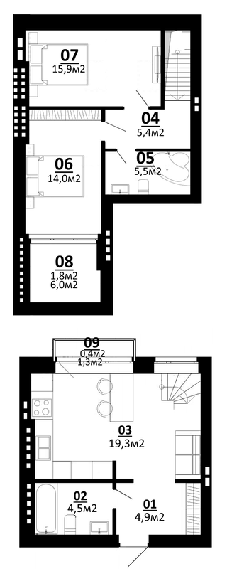 Дворівнева 71.7 м² в ЖК Білий Шоколад.Center від 19 500 грн/м², с. Білогородка