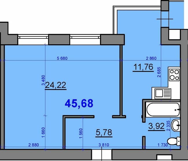 1-кімнатна 45.68 м² в ЖК Затишний квартал від 28 900 грн/м², с. Софіївська Борщагівка