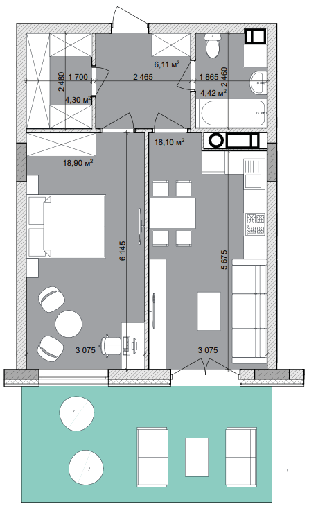 1-кімнатна 51.38 м² в ЖК Basa city від 26 000 грн/м², с. Ходосівка