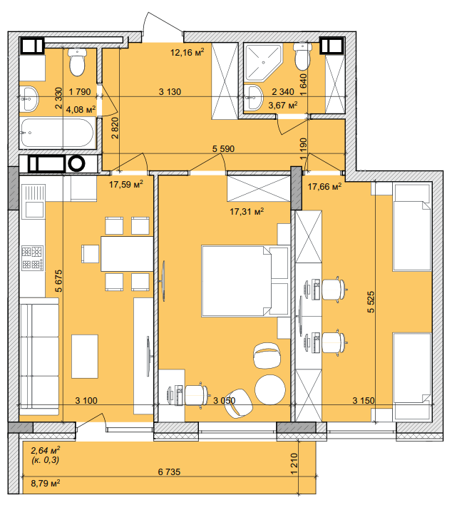 2-кімнатна 75.11 м² в ЖК Basa city від 29 000 грн/м², с. Ходосівка
