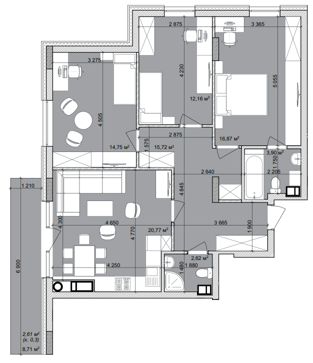 3-кімнатна 89.4 м² в ЖК Basa city від 36 000 грн/м², с. Ходосівка