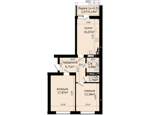 2-комнатная 64.72 м² в ЖК Кришталевi джерела от 54 350 грн/м², Киев