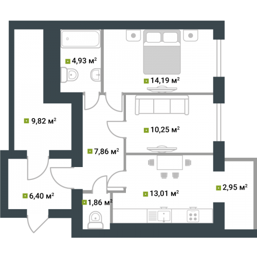 2-кімнатна 73.9 м² в ЖК Idilika від 21 850 грн/м², м. Буча