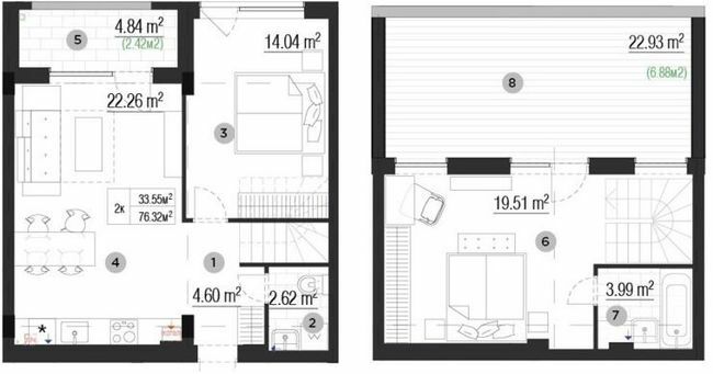 Дворівнева 76.32 м² в ЖК PARKTOWN від 22 000 грн/м², смт Гостомель