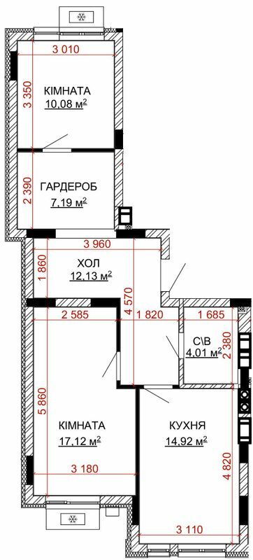 2-кімнатна 65.45 м² в ЖК Найкращий квартал-2 від 21 250 грн/м², смт Гостомель