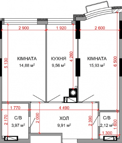 2-кімнатна 56.37 м² в ЖК Royal Park від 25 950 грн/м², м. Ірпінь