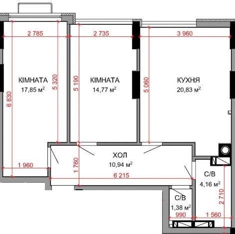 2-кімнатна 69.93 м² в ЖК Royal Park від 26 800 грн/м², м. Ірпінь