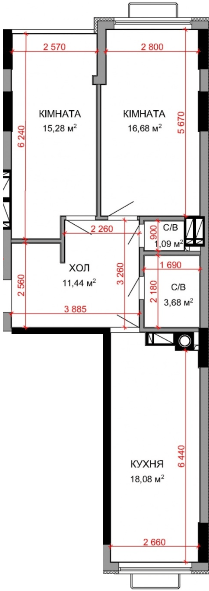 2-кімнатна 66.25 м² в ЖК Royal Park від 26 800 грн/м², м. Ірпінь
