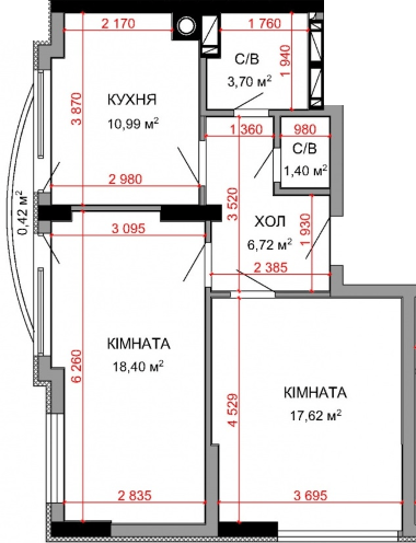 2-кімнатна 58.83 м² в ЖК Royal Park від 26 800 грн/м², м. Ірпінь