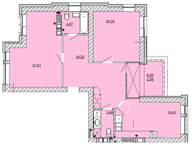 2-кімнатна 83.15 м² в ЖК Найкращий квартал від 24 200 грн/м², м. Ірпінь