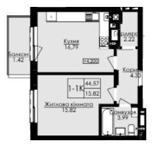 1-кімнатна 44.57 м² в ЖК AUROOM SPARK від 24 100 грн/м², Львів