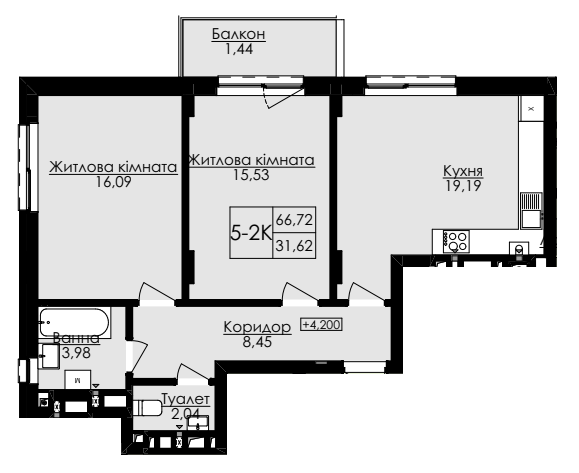 2-кімнатна 66.72 м² в ЖК AUROOM SPARK від 22 850 грн/м², Львів