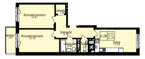 2-кімнатна 67.91 м² в ЖК AUROOM SPARK від 22 850 грн/м², Львів