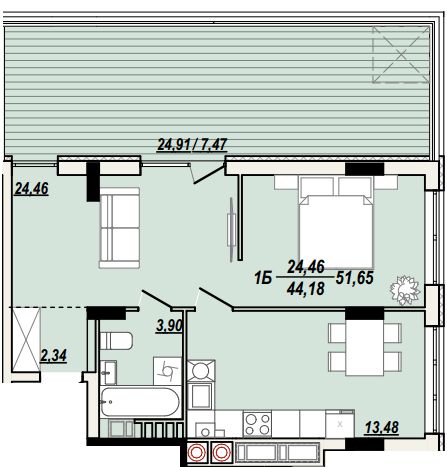 1-кімнатна 51.65 м² в ЖК Сонячна Тераса від 17 000 грн/м², Тернопіль