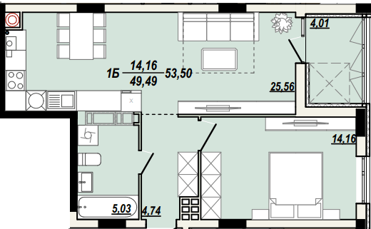 1-кімнатна 53.5 м² в ЖК Сонячна Тераса від 17 000 грн/м², Тернопіль
